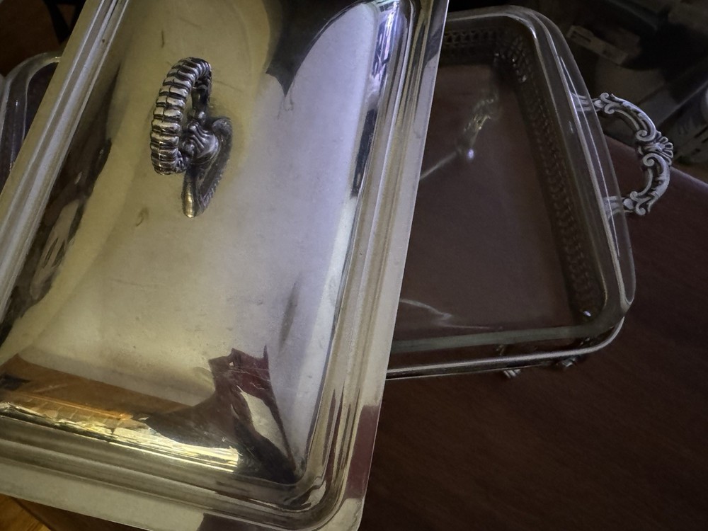 Vintage Pyrex Silver Plated Casserole Baking Covered Serving Dish