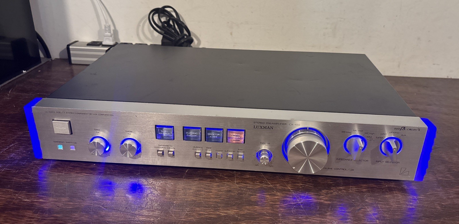 Luxman CX-100 Stereo Preamp -Recapped & Serviced & Custom Blue LED Sounds GREAT