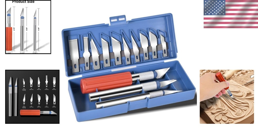 13-Piece Precision Craft Knife Set with Ergonomic Handles & Blue Storage Case