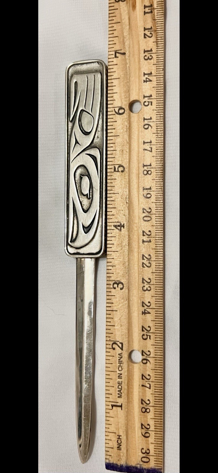 NATIVE AMERICAN GITXSAN Artist DANIEL YUNKWS Silver Metal LETTER OPENER Canada