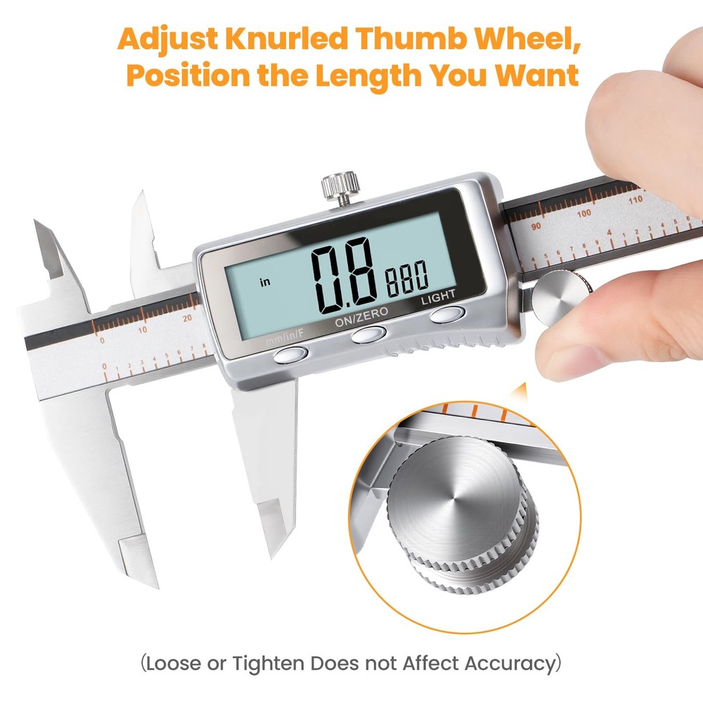 Digital Caliper, Rechargeable Caliper Measuring Tool with Backlight LCD Scree...