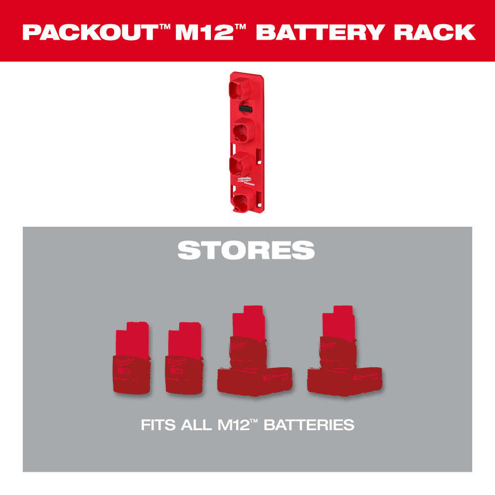 Milwaukee 48-22-8338 M12 Durable Versatile Battery Holder Storage System