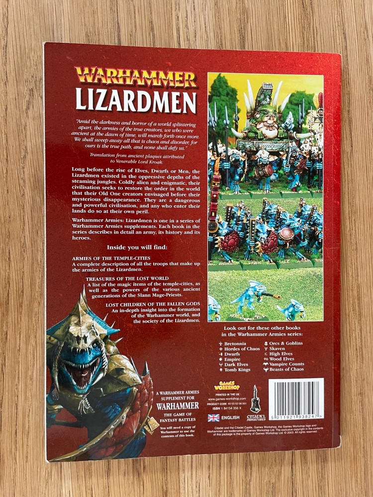 Games Workshop Warhammer Lizardmen Codex Rulebook ISBN: 184154356X printed 2003