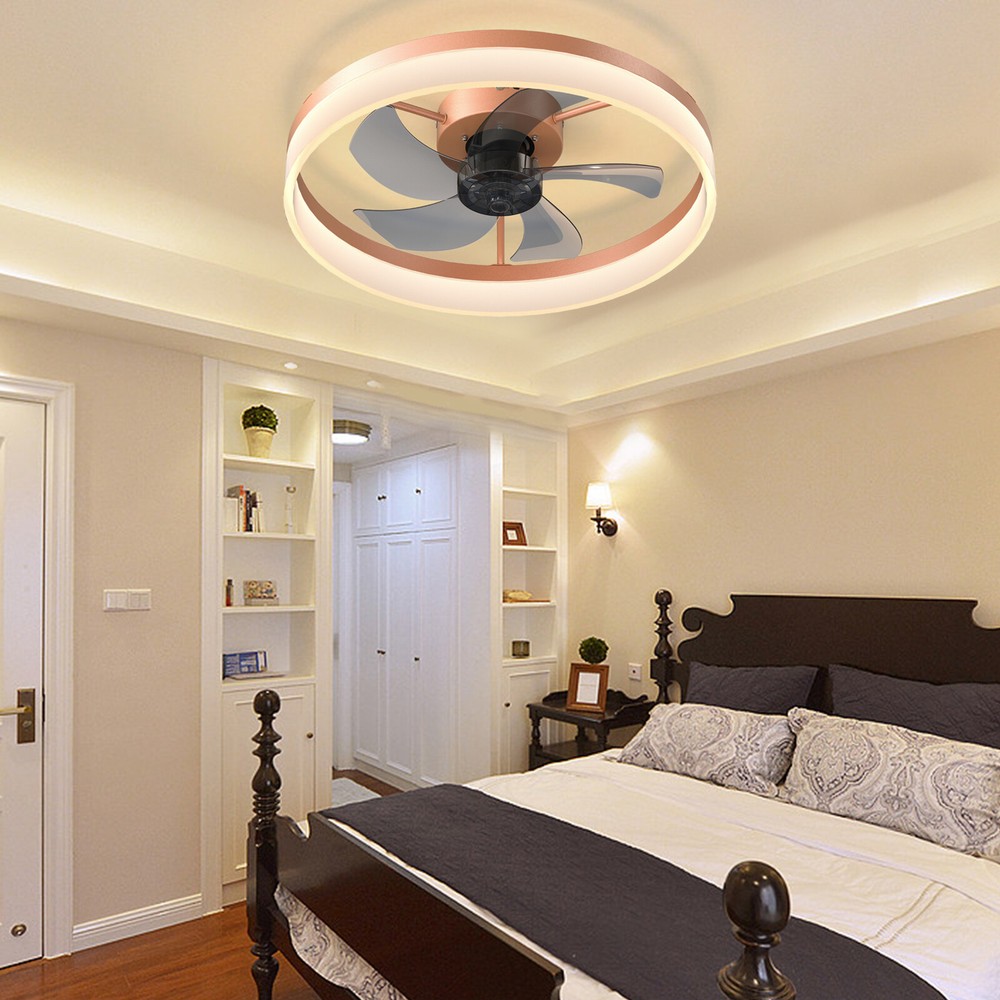 Ceiling Fans w/Lights Dimmable LED Embedded installation Rose Gold ceiling fan