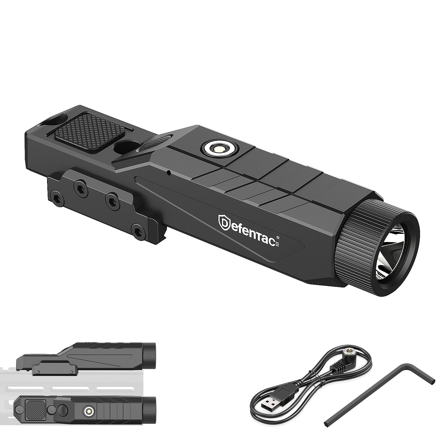 DEFENTAC 1600 Lumens Rifle Light Magnetic Rechargeable Tactical Flashlight