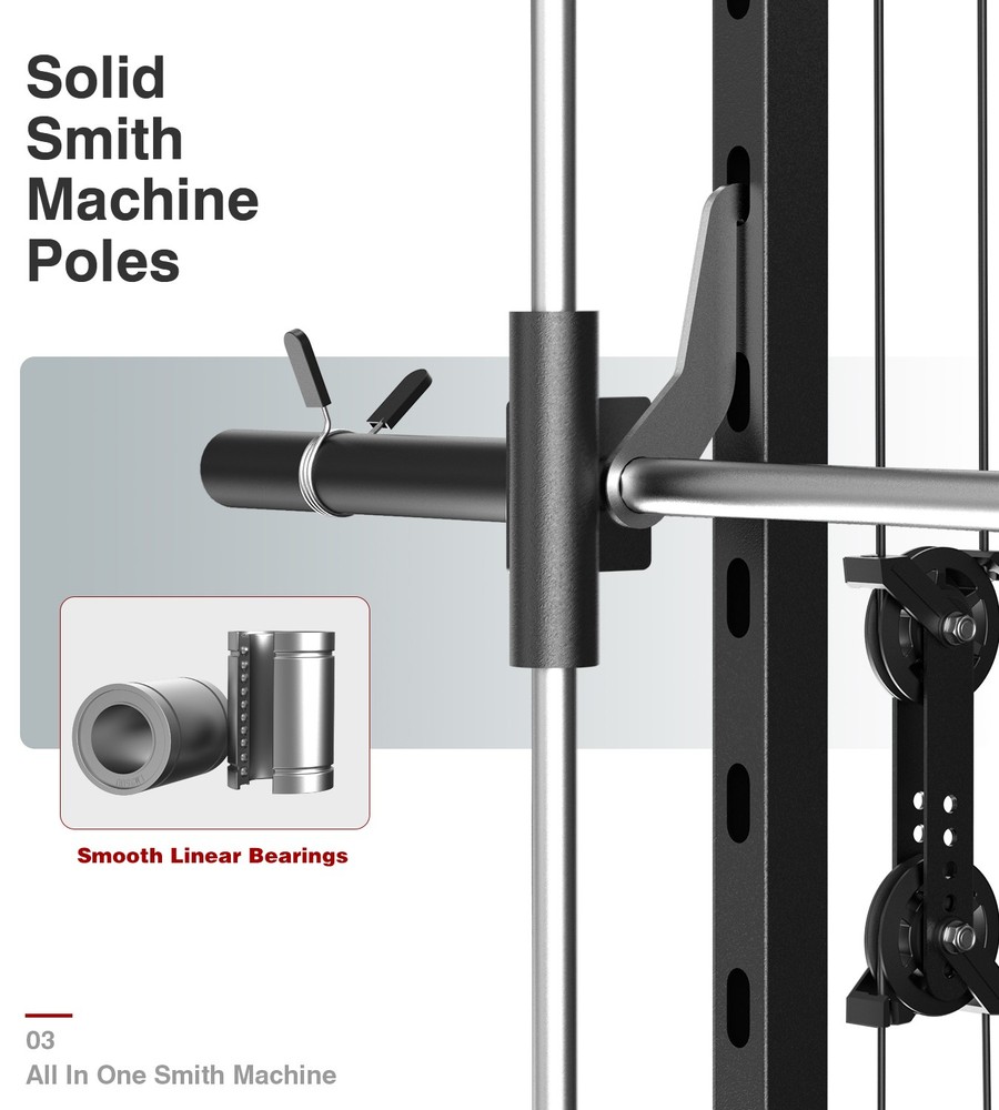 Smith Machine with Weight Stacks Multi Function Home Gym System Power Cage Rack