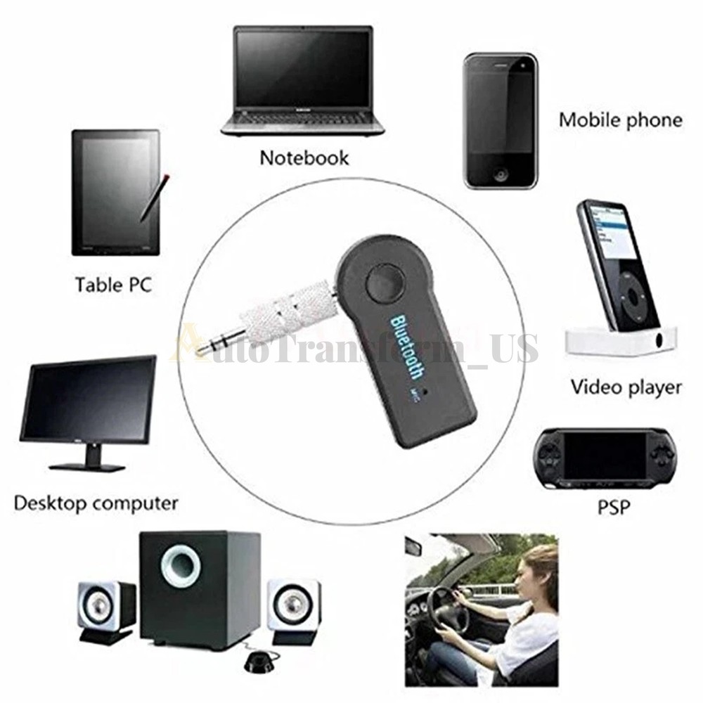 Wireless Bluetooth Receiver Music Adapter 3.5mm AUX Audio Stereo For Home Car