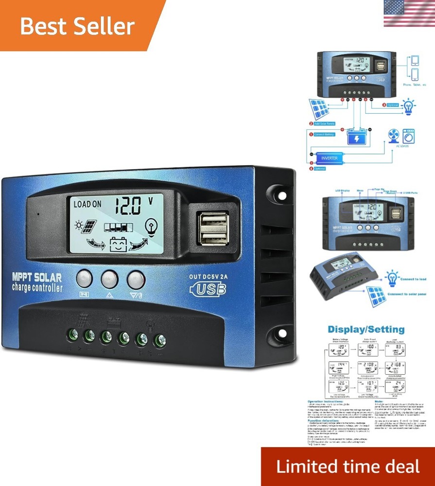 MPPT Solar Charge Controller with LCD & Memory Function for Enhanced Efficiency