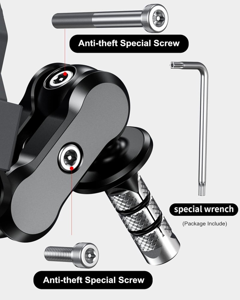 BRCOVAN Motorcycle Fork Stem Phone Mount with Vibration Dampener & Black