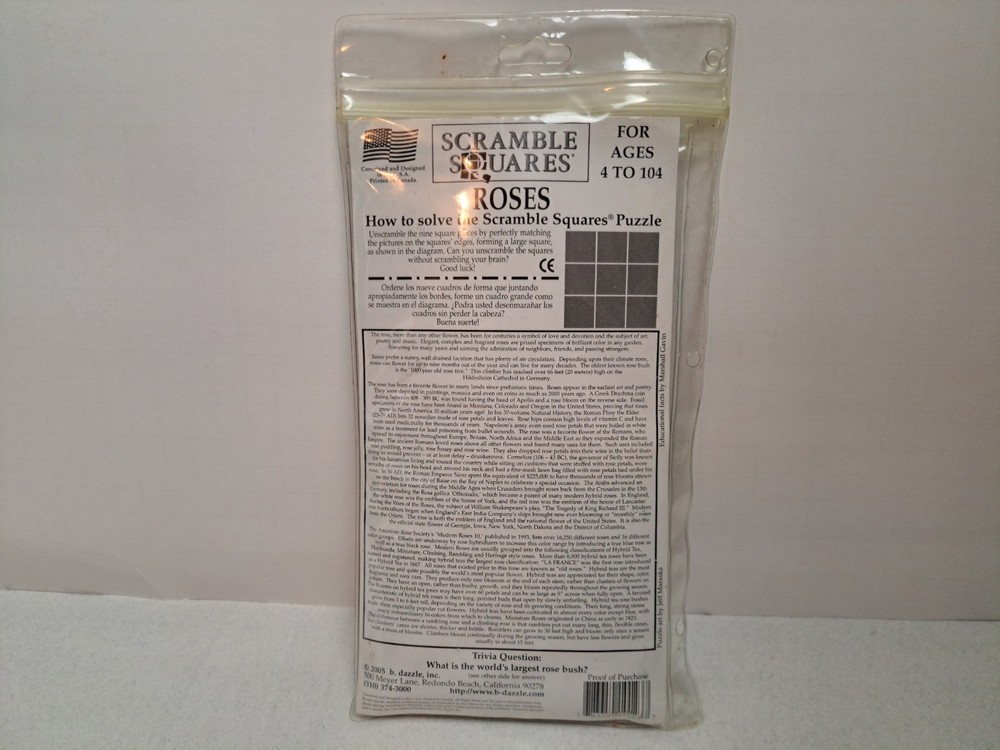 Scramble Squares (b. dazzle, inc) - Roses - Used/Complete