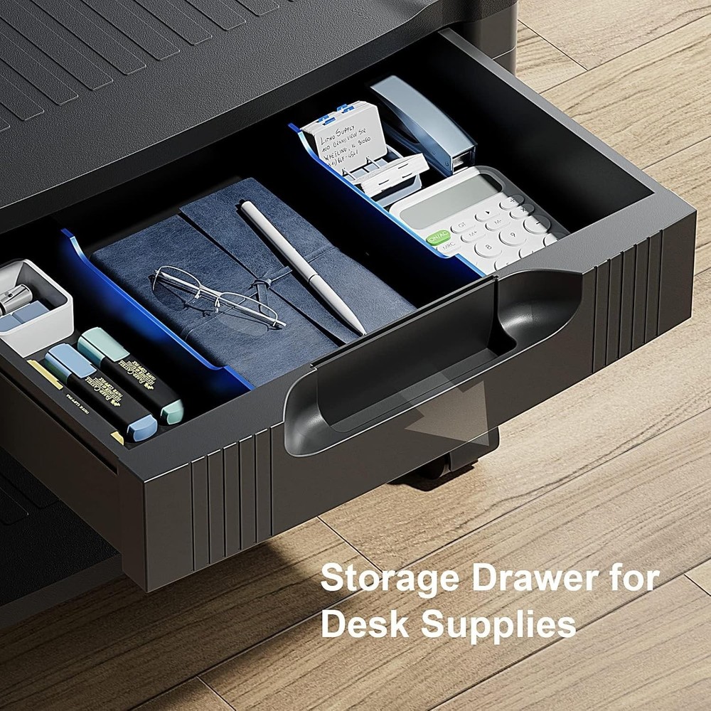 Printer Stand W/ Cable Management & Storage Drawer Printer Table W/ Locking