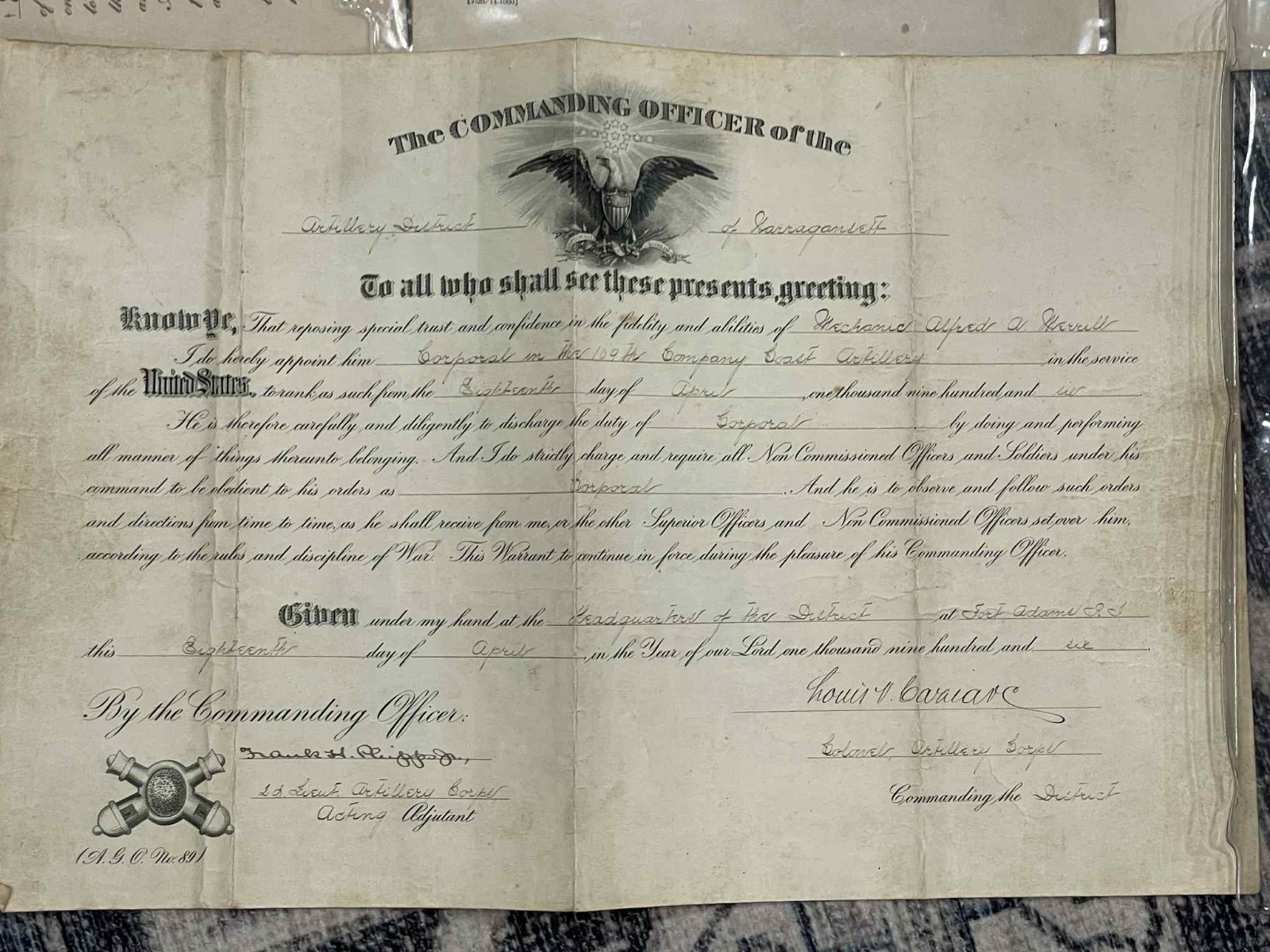 WW1 WWI Army Military NHNG AEF Mexican Border Service Document & Photo Grouping