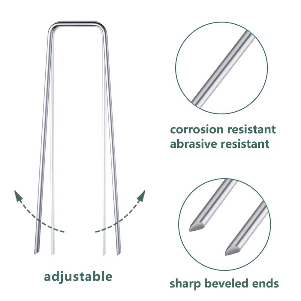 NEW 100PCS 6-Inch Landscape Staples Sod Staples Garden Stakes Square Pins Sturdy