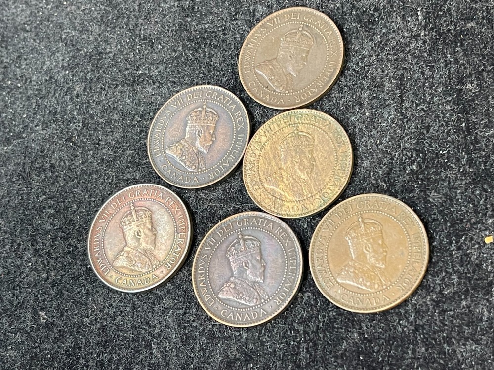 Assorted Canada Large Cent 6 Coins Lot Great Condition High Value