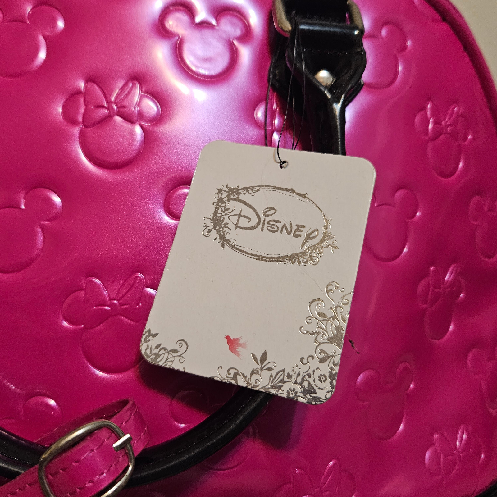 DISNEY x LOUNGEFLY Pink Minnie Loves Mickey Large Dome Satchel Bowling Bag NWD