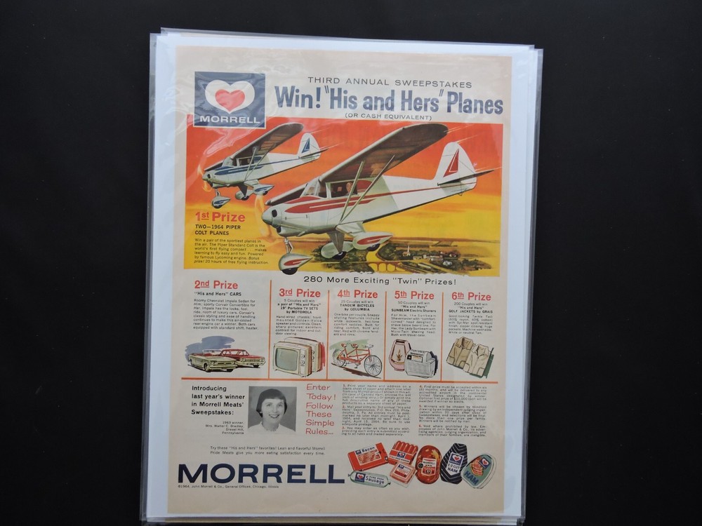 1964 Morrell Meats "WIN His Her Planes" Advertisement