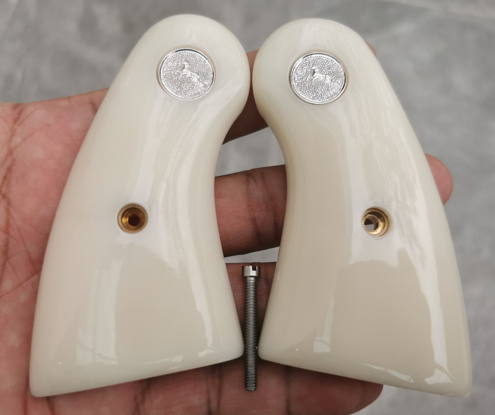 FAUX IVORY GRIPS FOR COLT PYTHON I, E FRAME & OFFICIAL POLICE NICE # Silver Med