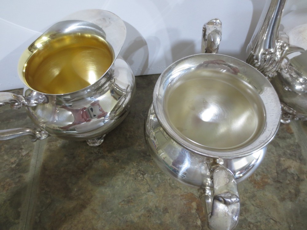 3-Pc. WALLACE Silversmiths COFFEE/TEA, CREAMER, SUGAR Polished SILVERPLATE SET
