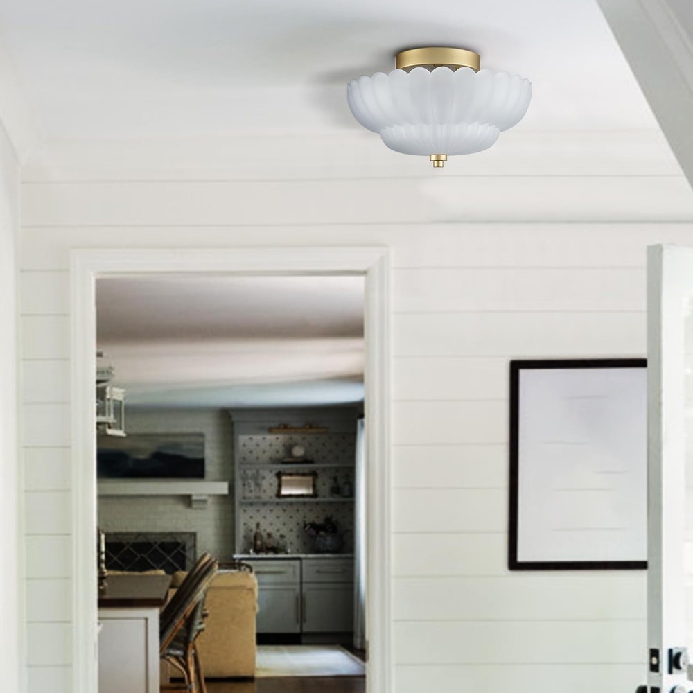 HYDELITE Gold Flush Mount Ceiling Light Fixture Modern Semi Flush Mount Ceili...