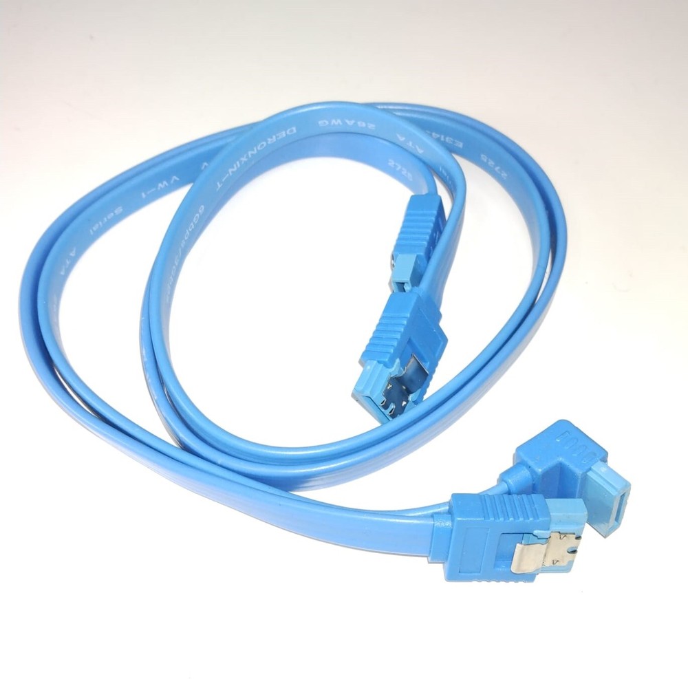 2-Pack SATA 6Gbps/3Gbps Right Angle Data Cable with Locking Latch, Blue