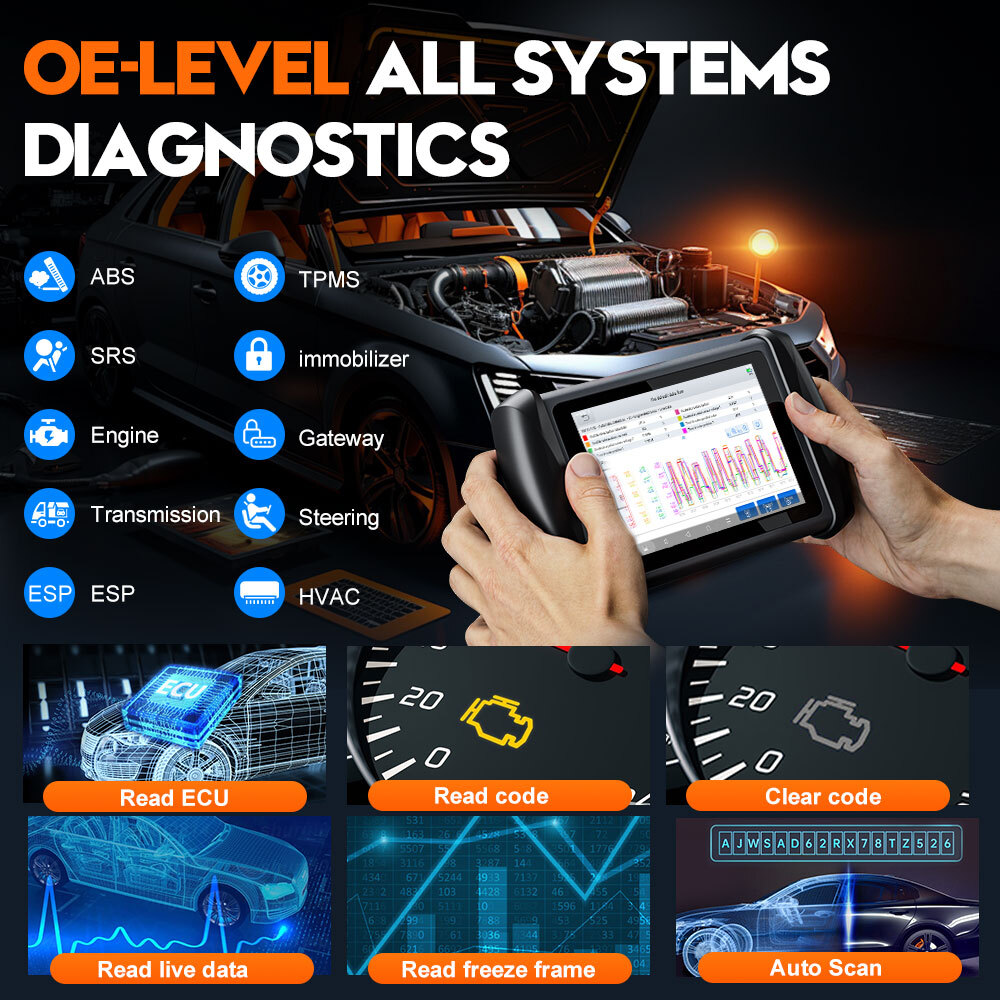 XTOOL IP616 Car OBD2 Scanner Full Systems Diagnostic Key Programming 31+ Service
