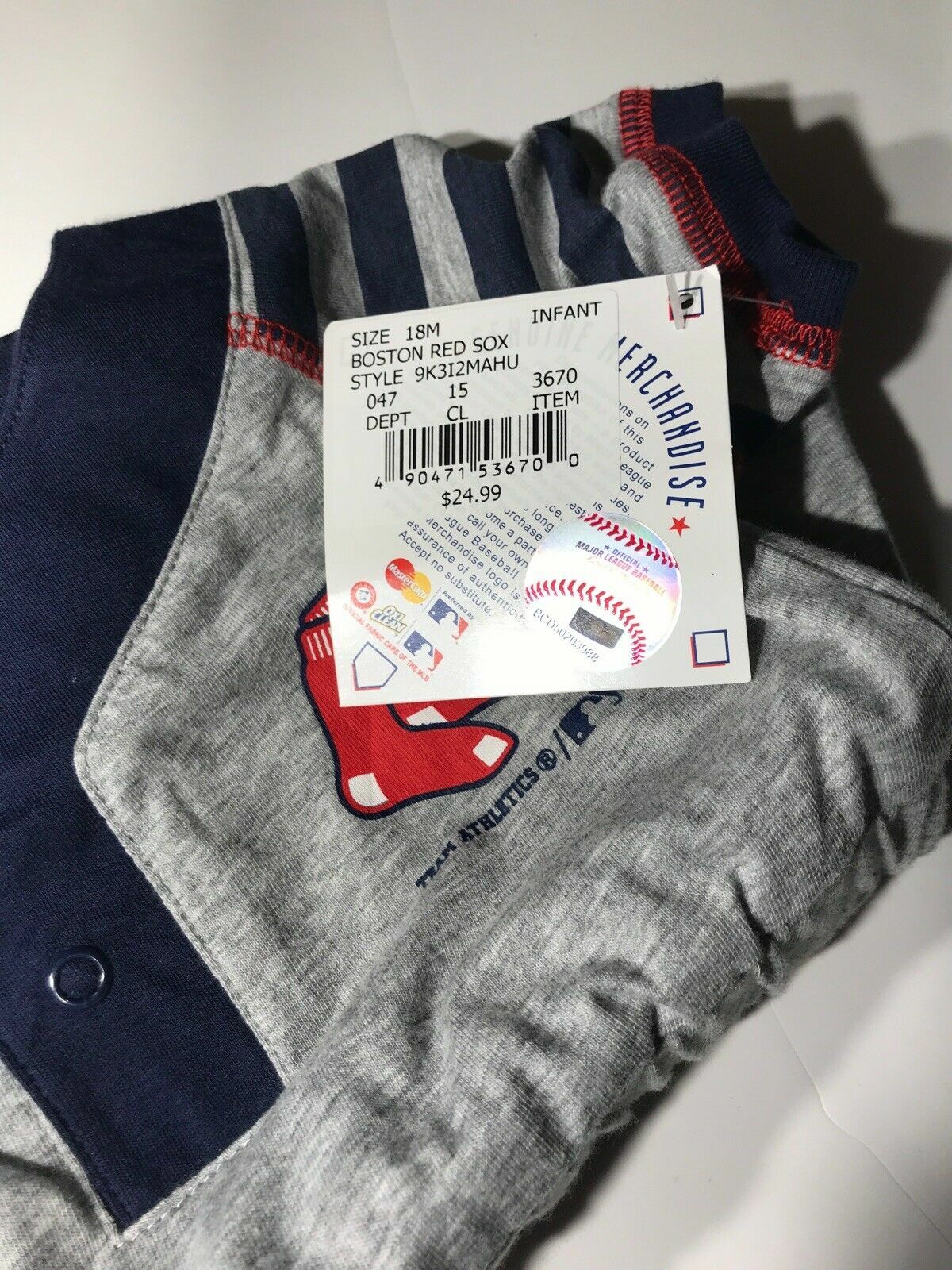 Toddler Girl's Boston Red Sox Striped Gray Dress - 18m, 2t, 3t, 4t - New!