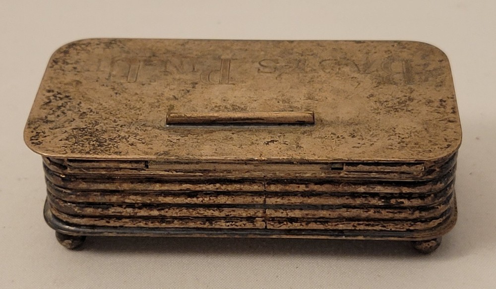 Vintage Victoria Baby's Pin-Up Silver Plate Safety Pin Box