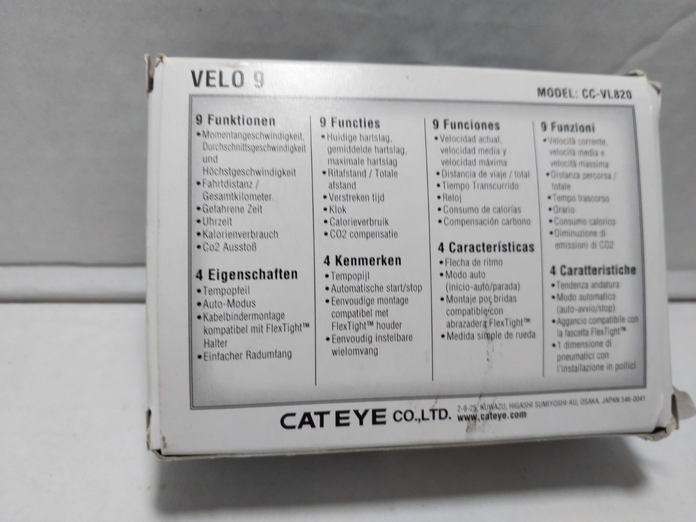 CatEye Velo 9 CC-VL820 Bicycle Computer Wired 9 Function Calorie Consumption