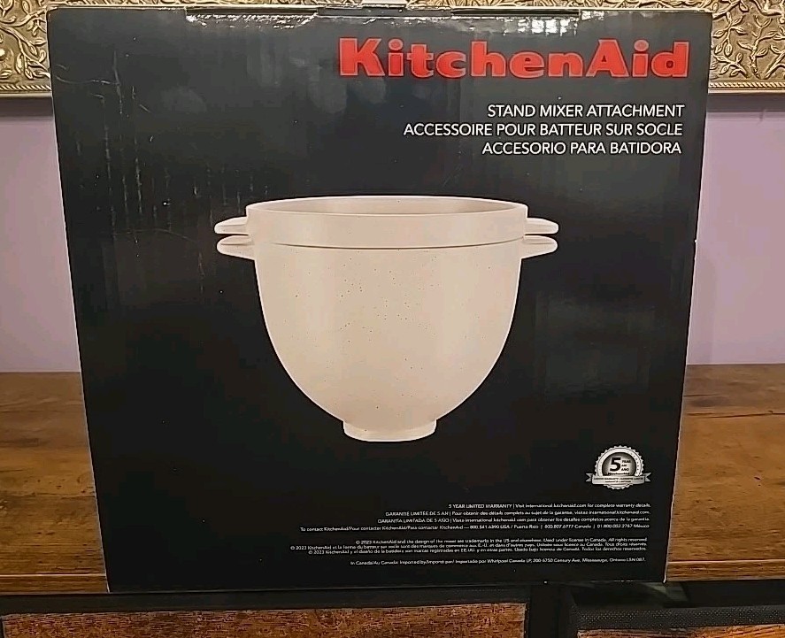 KitchenAid Ceramic Bread Bowl with Baking Lid, Grey Speckle, KSM2CB5BGS