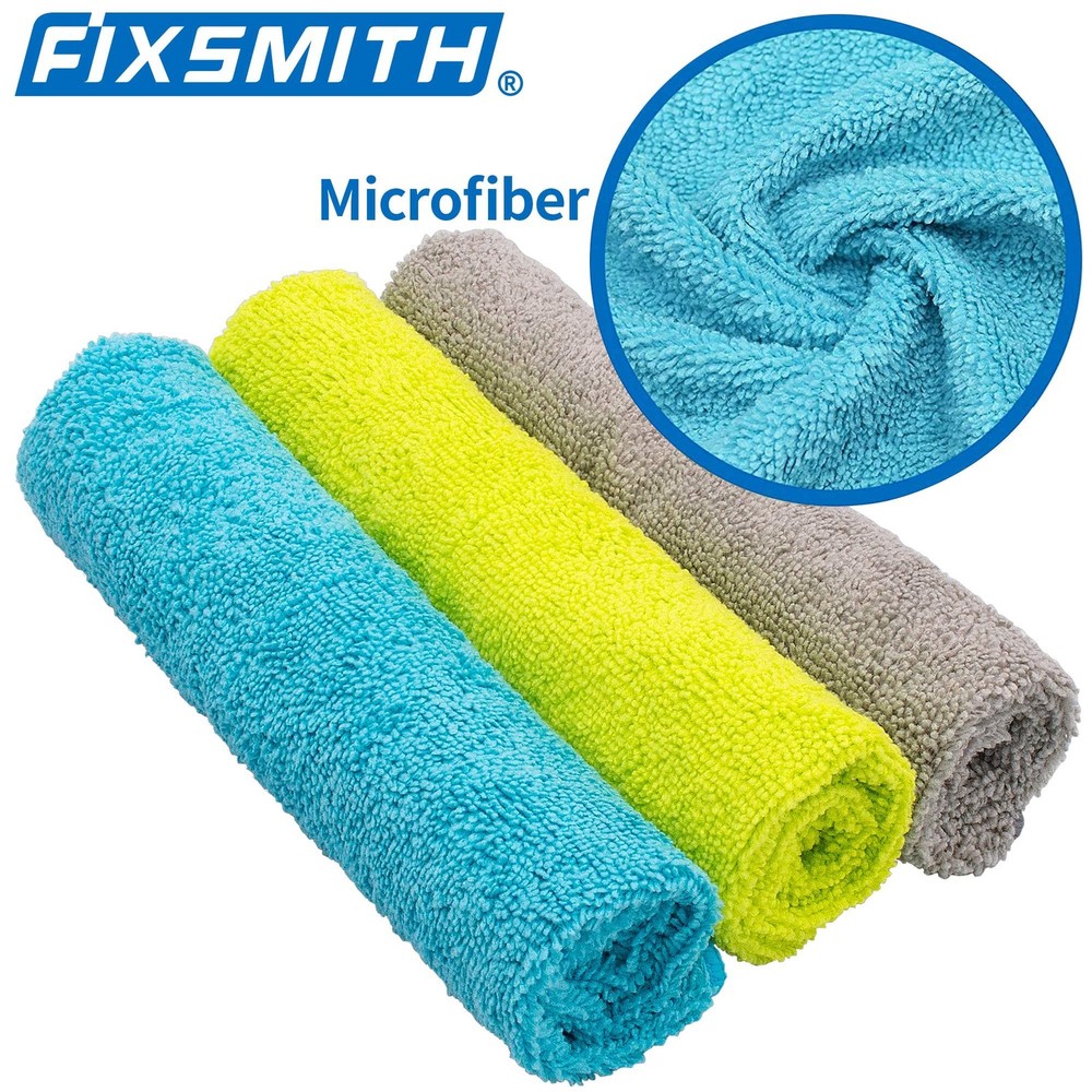FIXSMITH Microfiber Cleaning Cloth - Pack of 50, 50PK, 3 Colors Assorted
