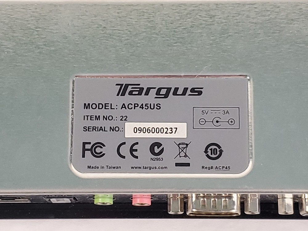 Targus ACP45US Universal Docking Station USB 2.0 Port Replicator