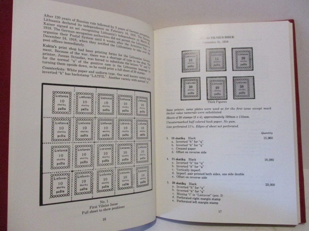 Postage Stamps of Lithuania The Collectors Club Hardcover Philatelic Book 1978