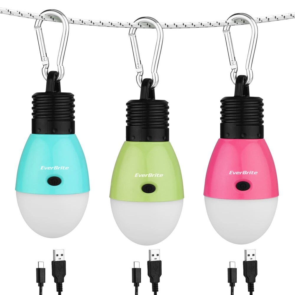 EverBrite 3PACK Rechargeable Camping LED Bulb USB LED Tent Light 3 Lighting Mode