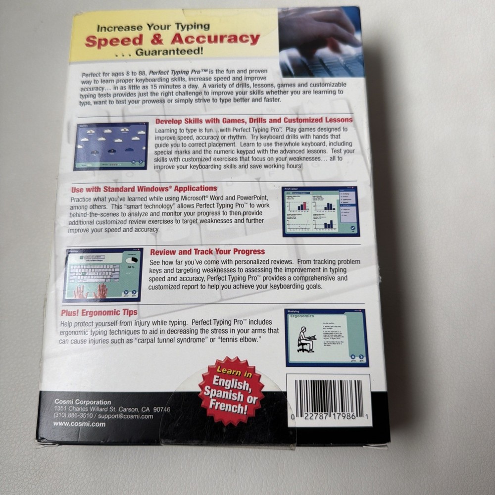 Perfect Typing Pro : Cosmi : Windows 98 SE/ME/2000/XP Software Sealed 2005