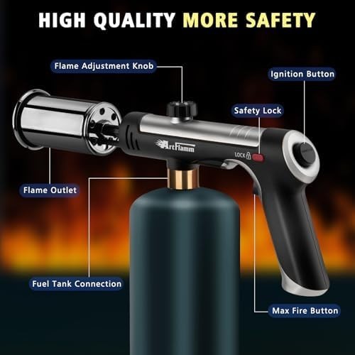 Powerful Propane Torch Gun,Kitchen Cooking Torch With One-Touch Max Fire, Cha...