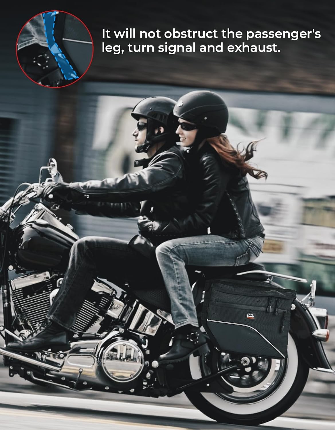 KEMIMOTO Upgrade Motorcycle Saddle Bags Middle-Sized Throw One Size, Black