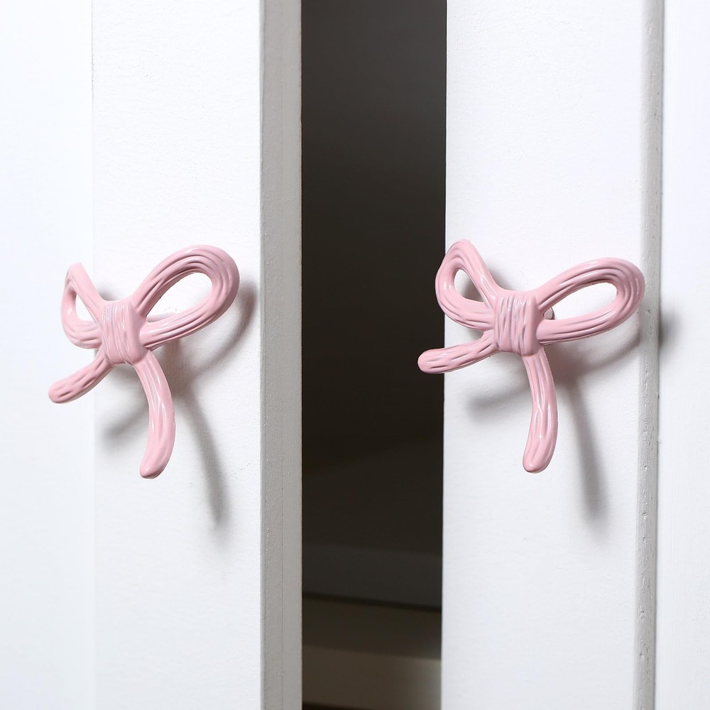 Pink Bow Drawer Knobs Matel Bow Knobs for Dresser Coquette Room Decor Vintage...