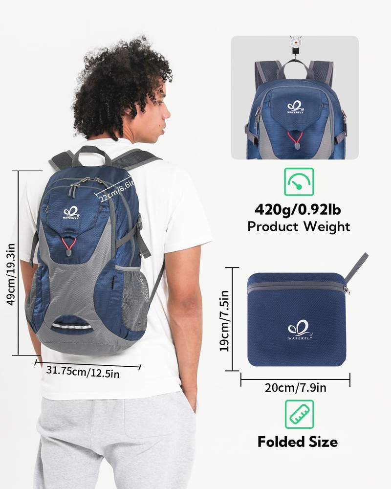 Lightweight Packable Hiking Backpack 30L Foldable Travel Daypack Ultralight