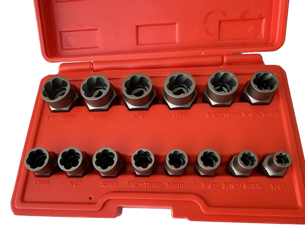 14pcs 3/8" Drive Impact Bolt Extractor Set Nut Remover Extraction Socket Cr-MO