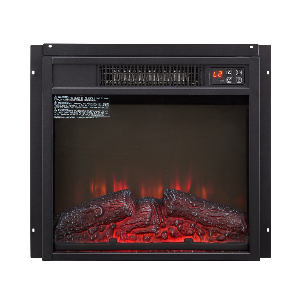 18" 1400W Electric Fireplace Insert Ultra Thin Log Set Black