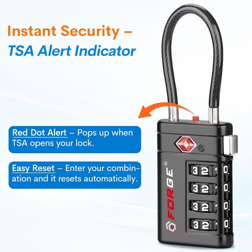 TSA Approved Luggage Locks - 4 Digit Combination Travel Security Locks