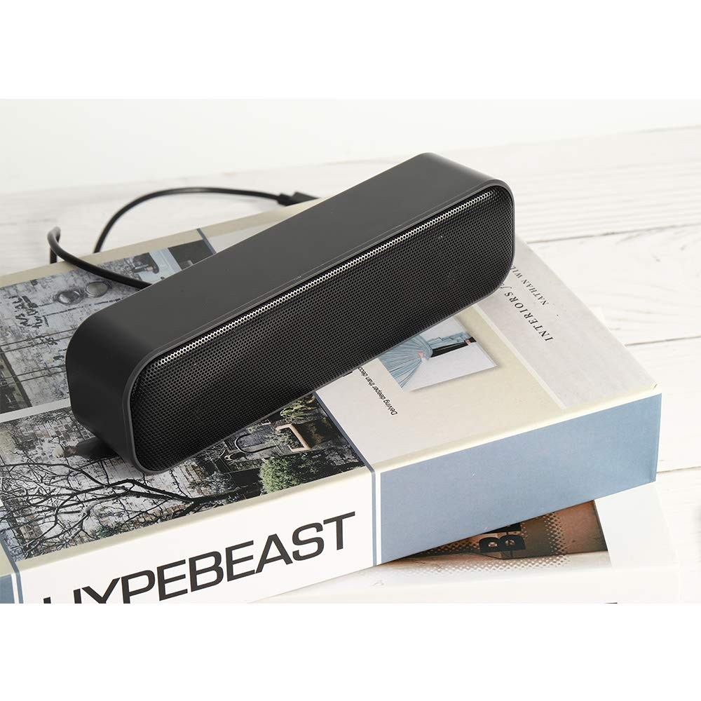 USB Computer Speaker for Desktop, Powered, Plug and Play, B, Black