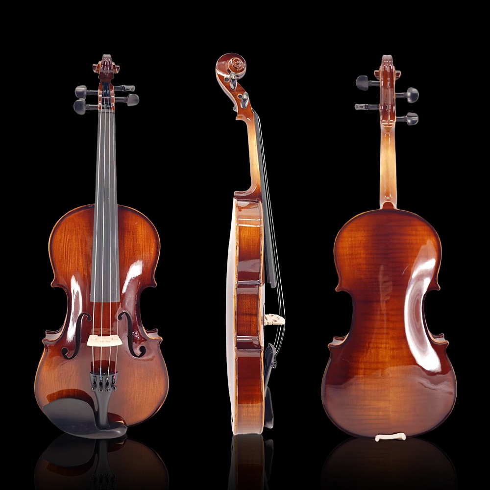 1/2 Size Violin Kits 4 String Ebony Flame Maple Spruce Wood for Beginning