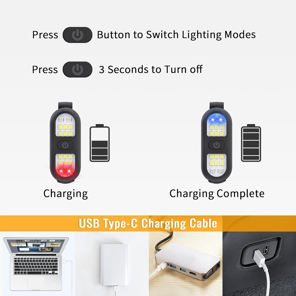 Clip on Flashlight, Running Light for Runners Rechargeable Safety Lights for Wal