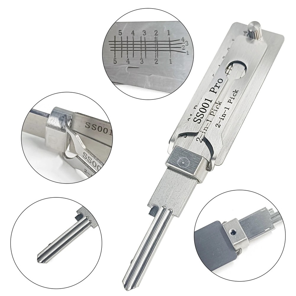 Stainless Steel Key Decoder SS001 Pro O-ring Pickup Kit Hook Hand Tool Maintenan