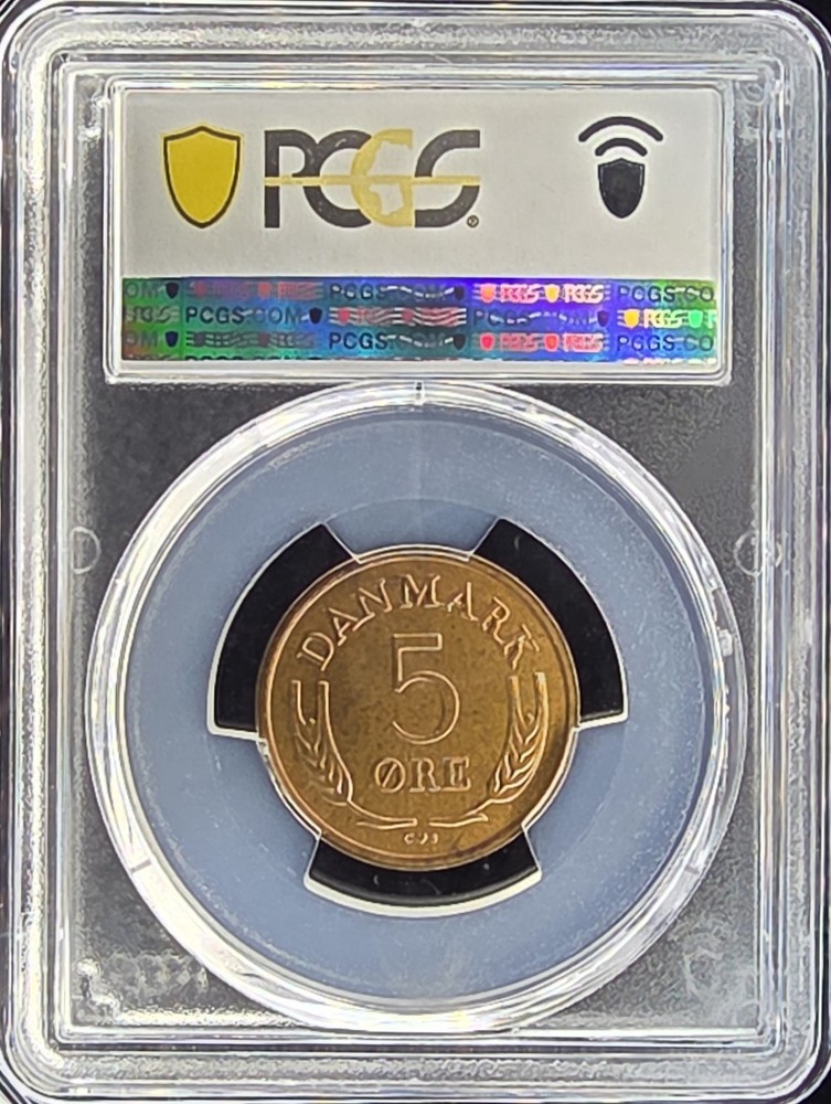 1965 Denmark 5 Ore Frederick IX | PCGS MS66RB - Gem Mint State