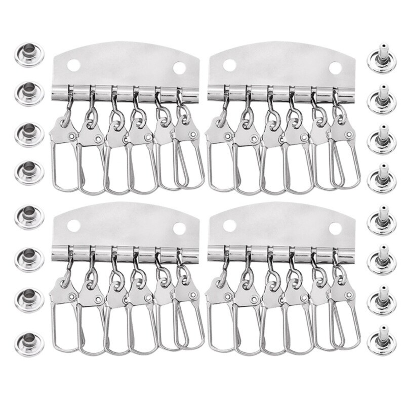 4Pcs Keyring Organizers 4-6 Snap Hook Leathers Wallet Key Bag Hardware