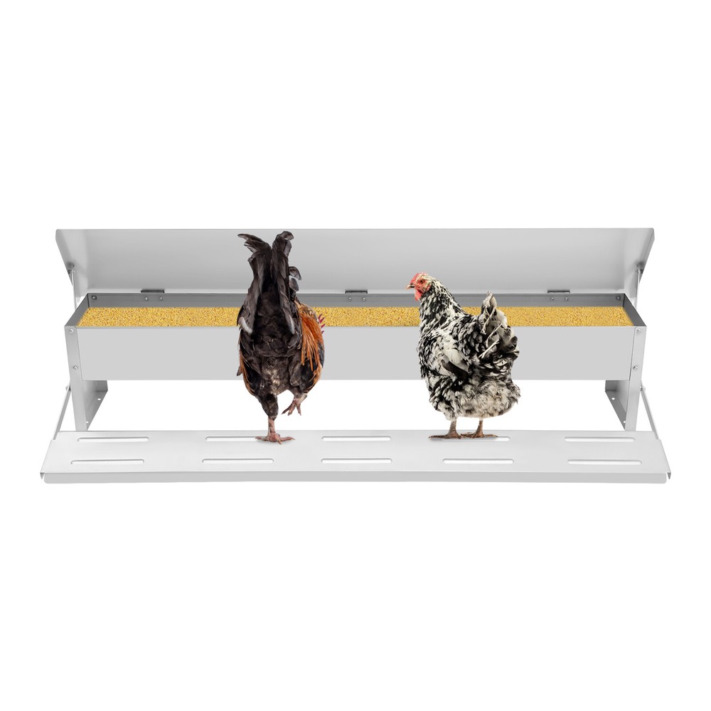 Automatic Chicken Feeder Galvanized Sheet Poultry Feed Protector 22lbs Capacity
