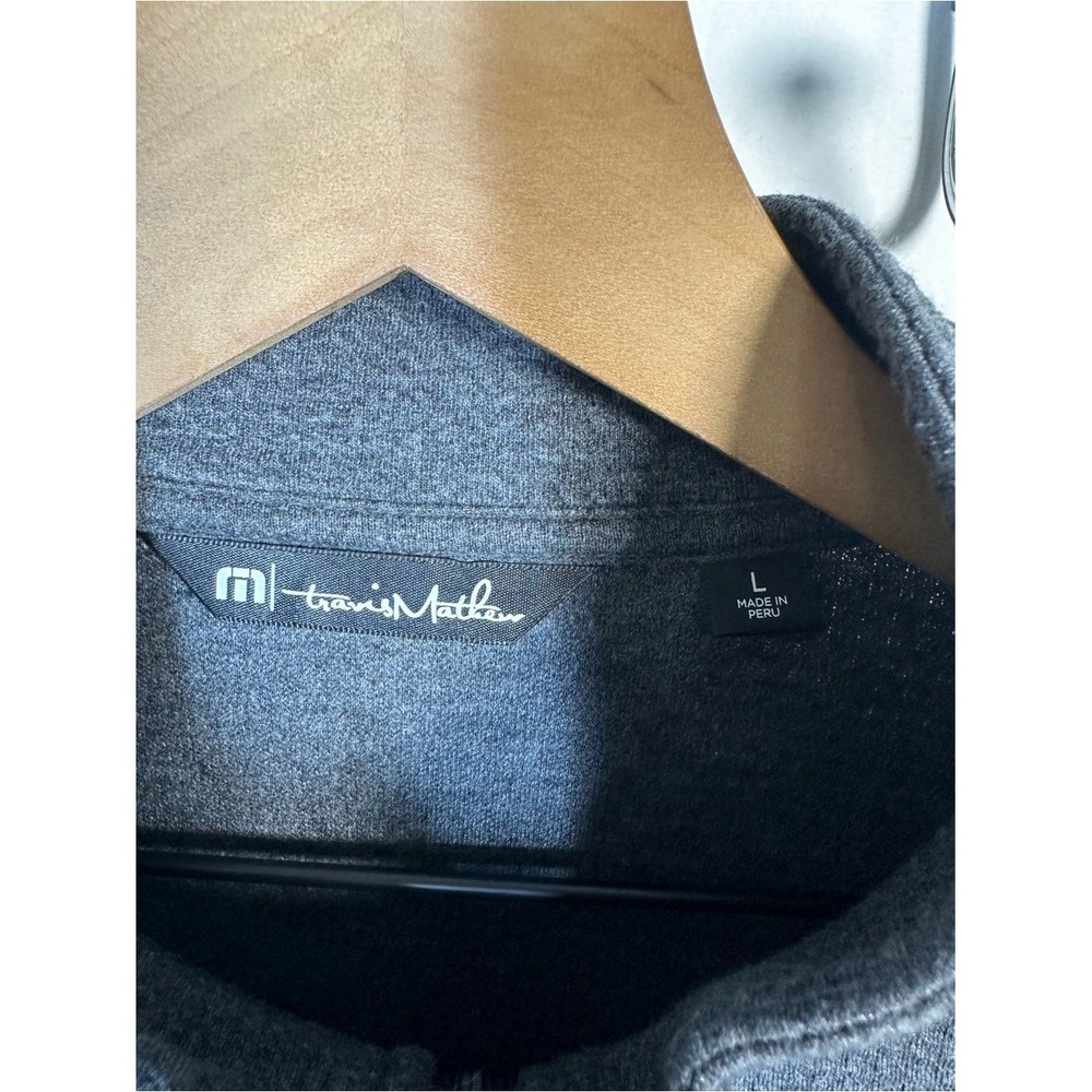 TravisMathew Cloud Waffle Quarter Zip Golf Pullover Charcoal Grey Size Large