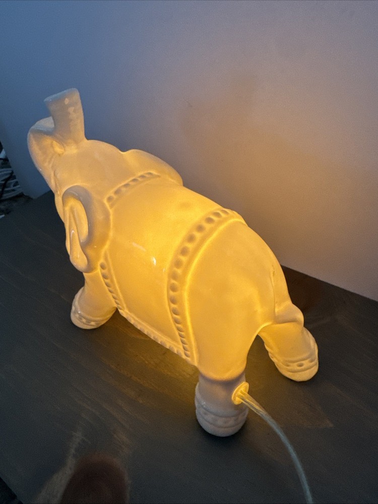 White Ceramic Elephant Night Light Tested Works